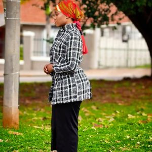 Black and White plaid longline Coat